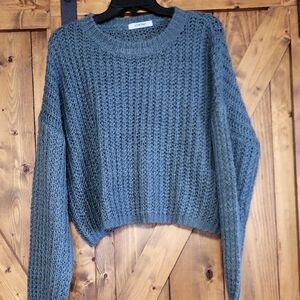 Aritzia Olive Green Crewneck Chunky Knit Sweater,pit To Pit 25